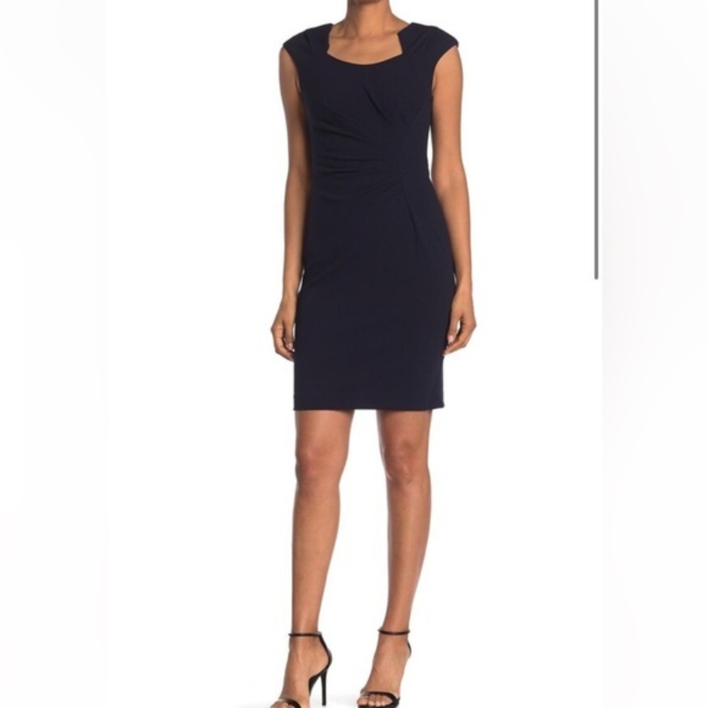 Calvin Klein Womens Horseshoe Neck Sheath Dress Black size 4 NWT
